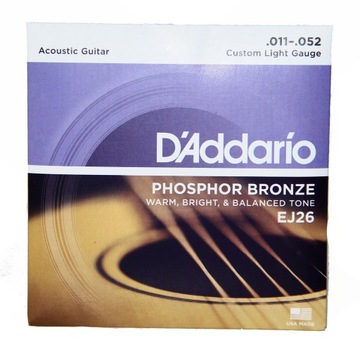 Struny do Gitary Akustycznej 11-52 D'Addario EJ26