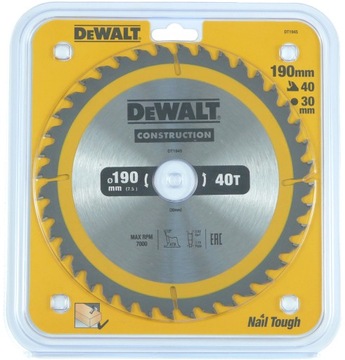 DEWALT TARCZA DO DREWNA DT1945 190mm x30mm 40Z