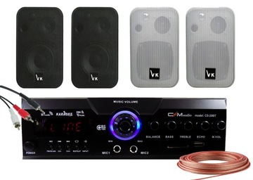 4 KOLUMNY NAŚCIENNE WZMACNIACZ FM BT NAGŁOŚNIENIE