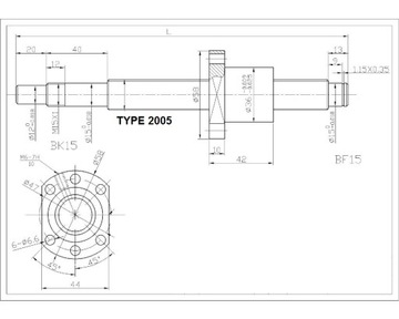 ŚRUBA KULOWA 700mm 2005 NAKRETKA + BK15/BF15 CNC
