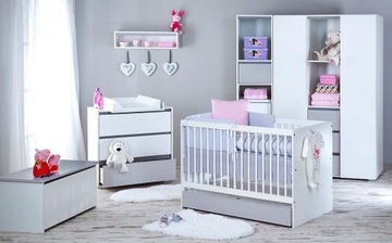 Детская мебель Комплект детской мебели Белый Серый DALIA + Матрас + Коврик