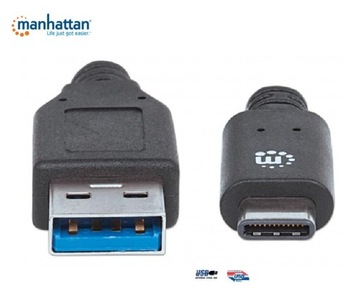 Кабель Manhattan USB 3.1 GEN2 MIC-C/A M/M, 1 м, черный