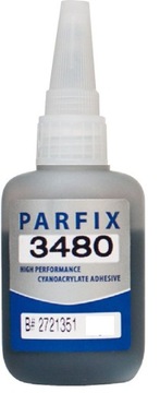 KLEJ CYJANOAKRYLOWY PARFIX 3480 50g CZARNY Z GUMĄ metal guma tworzywa śr.le