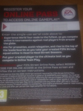 Kod DLC do gry FIFA STREET na PS3