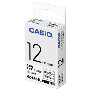 Лента - CASIO XR-12WE - 12 мм белая - черная печать - совместимая