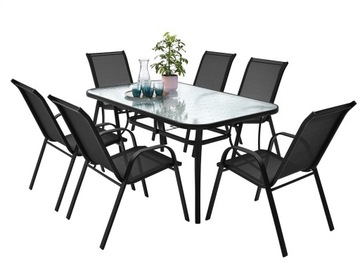 КОМПЛЕКТ САДОВОЙ МЕБЕЛИ ДЛЯ ТЕРРАСЫ, СТОЛ + 6 СТУЛЬЕВ