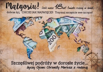 Prezent na urodziny 18 30 40 50 ramka A4 złota