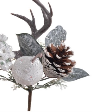 STROIK ŚWIĄTECZNY NA PIKU Z GRUSZKĄ I ROGIEM 23cm