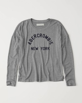 ABERCROMBIE Hollister Bluzka Damska Logo Szara XS