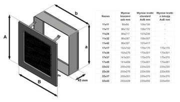 Вентиляционная решетка камина белая 11х32