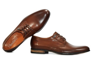 Eleganckie skórzane buty wizytowe KamPol brąz 45
