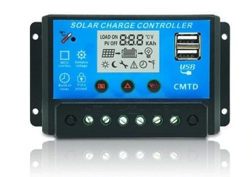 REGULATOR ŁADOWANIA LCD 30A 12V/24V PWM USB SOLAR