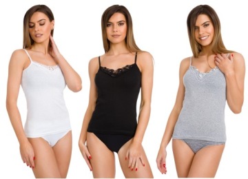 PODKOSZULKA DAMSKA NA RAMIĄCZKA KORONKA XXL 3szt