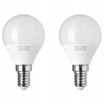 IKEA RYET Żarówka LED E14 400 kula biel - 2 szt.