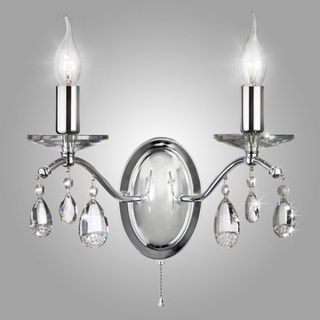 Piękny KINKIET ścienny KRYSZTAŁOWY CHROM QUEEN 1