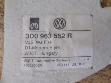 HMOTA OTEPLOVACÍ SEDADLA VW PHAETON