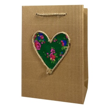 Torebka etno 17x8x25cm GÓRALSKIE SERCE zielone