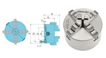 Uchwyt tokarski samocentrujący 4 szczękowy 250 mm DK12 250 DIN6350 SANOU