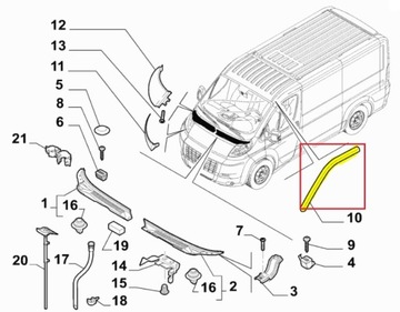 Uszczelka drzwi górna lewa prawa Fiat Ducato 2006-