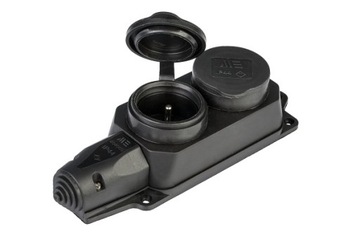 F-ELEKTRO Listwa gumowa gniazda na przedłużacz 2x230V 16A IP54/IP44 czarna