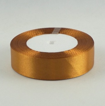 Taśma atłasowa 25mm/32m CIEMNA ZŁOTA