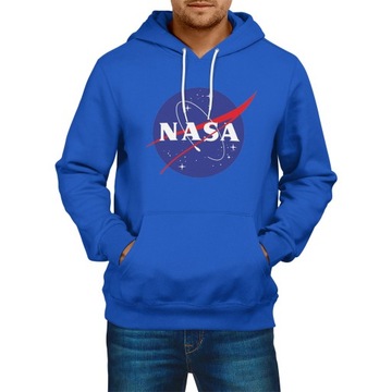 Bluza NASA męska z kapturem, prezent, NIEBIESKA XS