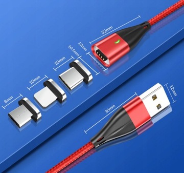 Магнитный кабель TOPK 1 метр USB Type C QC3 3A, GRA