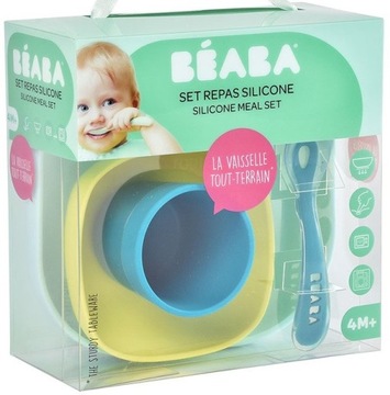 BEABA KOMPLET NACZYŃ z SILIKONU z PRZYSSAWKĄ BLUE