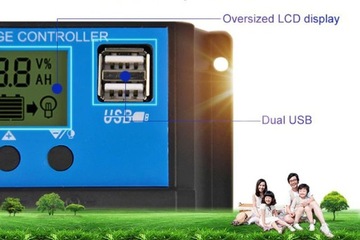 Контроллер заряда солнечной батареи 10А ШИМ 12В 24В с USB
