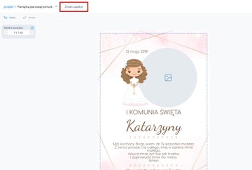 PAMIĄTKA I KOMUNIA ŚWIĘTA ze zdjęciem KREATOR