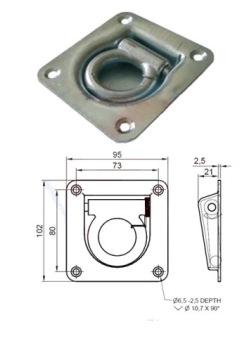 ДЕРЖАТЕЛЬ НАПОЛЬНЫЙ ДЛЯ КРЕПЛЕНИЯ РЕМНЯ, STRONG EAR 95x102
