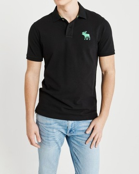 A&F ~ CZARNA KOSZULKA POLO ~ BIG LOGO ~ M