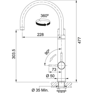 СМЕСИТЕЛЬ FRANKE VITAL J С КАПСУЛЬНЫМ ФИЛЬТРОМ 500 Л