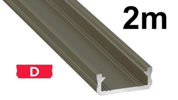 PROFIL ALUMINIOWY D do taśm LED 2M BRĄZOWY PŁYTKI