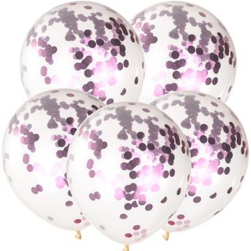 Zestaw 5szt. Balony ROSE GOLD KONFETTI Duże 35cm