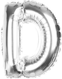 Balon Foliowy 40 cm - Litera D - SREBRNY