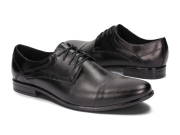 Мужские деловые туфли черные из натуральной кожи W-18, размер 42