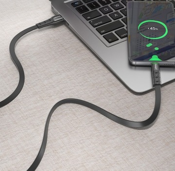 ПЛОСКИЙ USB 2,4 A кабель MICRO USB QC 3.0 1 м со светодиодом