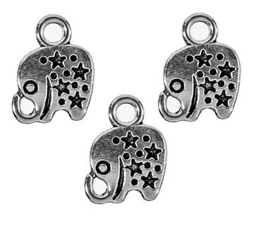 s14 ZAWIESZKI CHARMS 5szt SŁOŃ NA SZCZĘŚCIE SŁONI