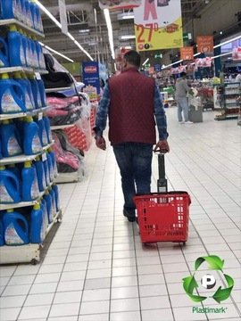 КОРЗИНА ПОКУПОЧНАЯ НА КОЛЕСАХ С РУЧКОЙ - Графит