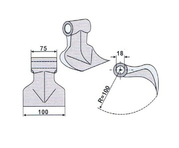 Нож молотковый молоток RM-36-18 Dragone VP 00003048