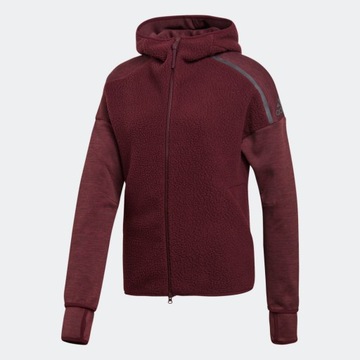 ADIDAS Z.N.E HEATER BURGUNDY SHERPA WINTER HOODIE