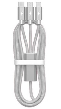 KABEL 3W1 LIGHTNING USB-C MICRO-USB NYLON DŁUGI 3M
