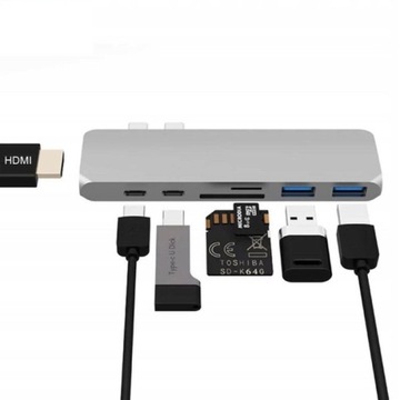 АДАПТЕР-ХАБ HDMI 4K USB SD 7 ПОРТ MacBook Air PRO