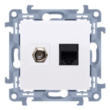 Simon 10 GNIAZDO ANTENOWE F + RJ45 do ramki białe