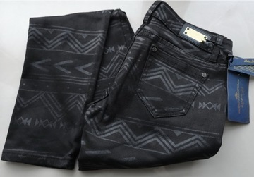 #451 czarne Jeans Rurki Wzory kobiece XS / 26