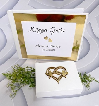 Шкатулка для обручальных колец, декор из белого золота НОВИНКА