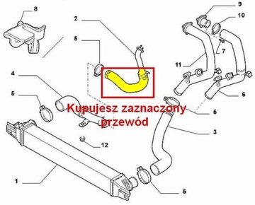FIAT FIORINO QUBO 1,3 MULTIFUNKCE PŘÍVOD TRUBKA WAZ TURBO INTERCOOLER 51780784