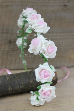 БЕЛО-РОЗОВЫЙ венок для причастия с жемчугом для причастия