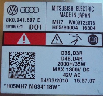 MĚNIČ XENON MODUL LED VW AUDI 8K0941597E